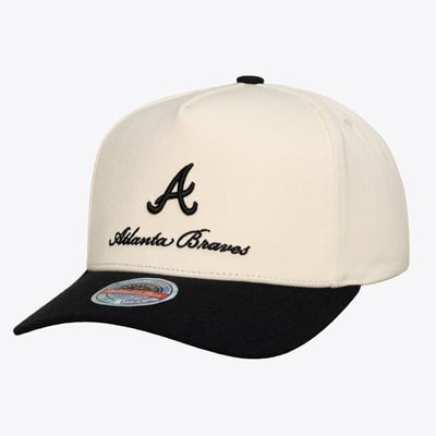  Atlanta Braves Mitchell & Ness Flawless Stretch-Snap Hat - Cream/Black