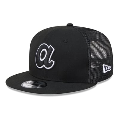 Atlanta Braves New Era 9FIFTY Adjustable Trucker Hat - Black