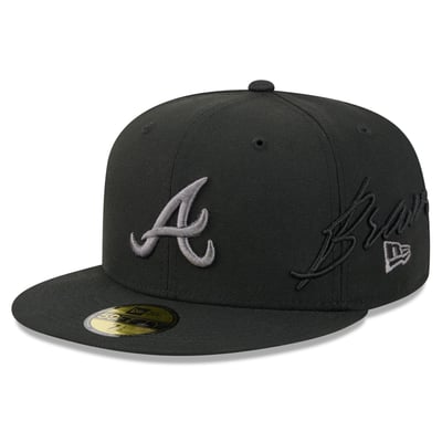 Atlanta Braves New Era Side Script 59FIFTY Fitted Hat - Black