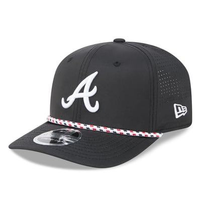  Atlanta Braves New Era Vented 9SEVENTY Rope Adjustable Hat - Black