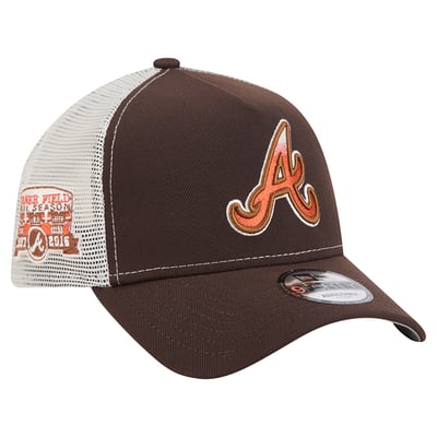 Atlanta Braves New Era Pumpkin Spice 9FORTY A-Frame Adjustable Trucker Hat - Brown