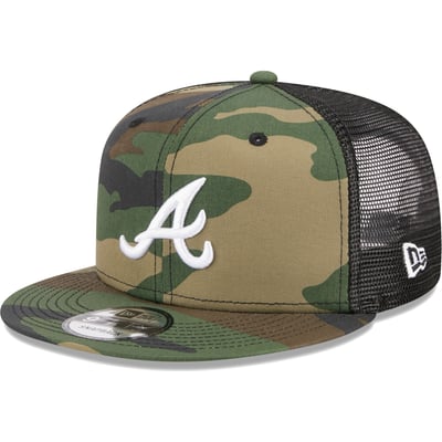 Atlanta Braves New Era Woodland Camo Trucker 9FIFTY Snapback Hat - Camo