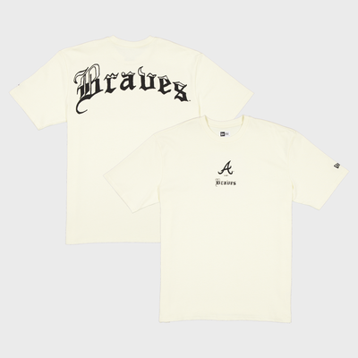  Atlanta Braves New Era Heritage Gothic Lettering T-Shirt - Cream