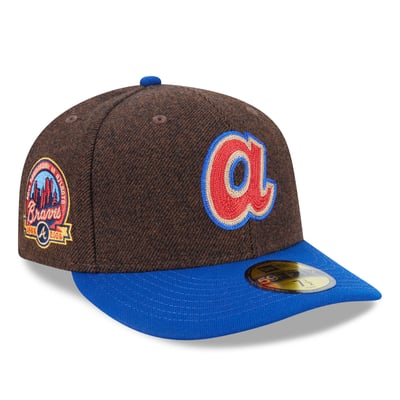 Atlanta Braves New Era Cooperstown Collection Brushed Patch Low Profile 59FIFTY Fitted Hat - Dark Brown/Royal