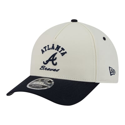 Atlanta Braves New Era Arch 9FORTY A-Frame M-Crown Adjustable Hat - Natural/Navy