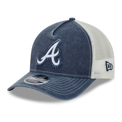  Atlanta Braves New Era Fan 9FORTY A-Frame Trucker Adjustable Hat - Navy