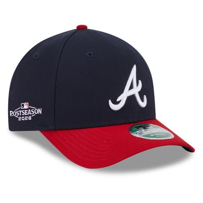 Atlanta Braves New Era Adult 2026 MLB Postseason Side Patch 9FORTY Adjustable Hat - Navy/Red