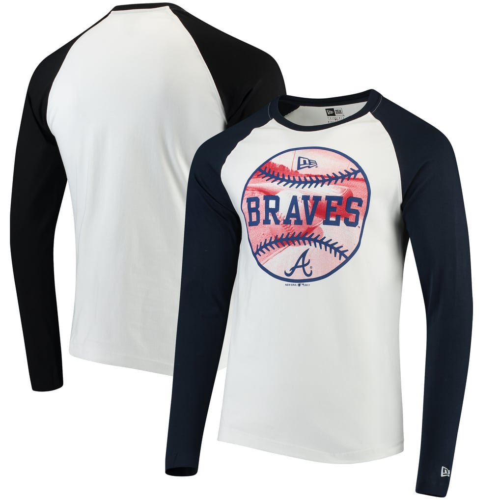 Braves Raglan Men's Atlanta Braves New Era White/Navy Raglan Long Sleeve T-Shirt