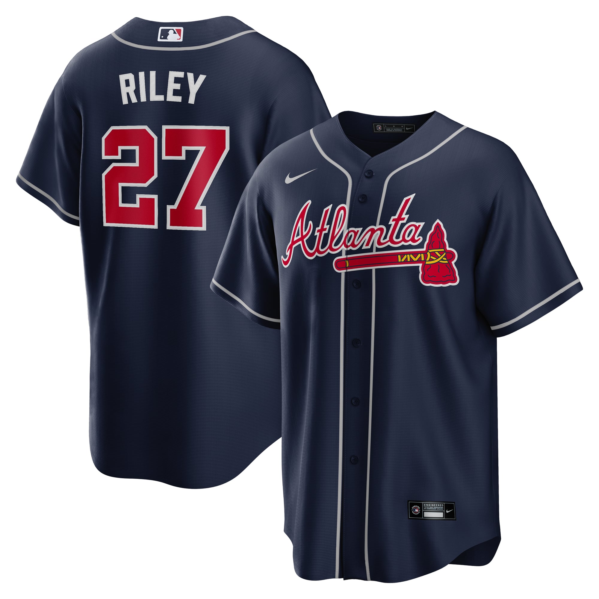 Jordan Riley Navy Men's Atlanta Braves Austin Riley Nike Navy Alternate Replica Jersey