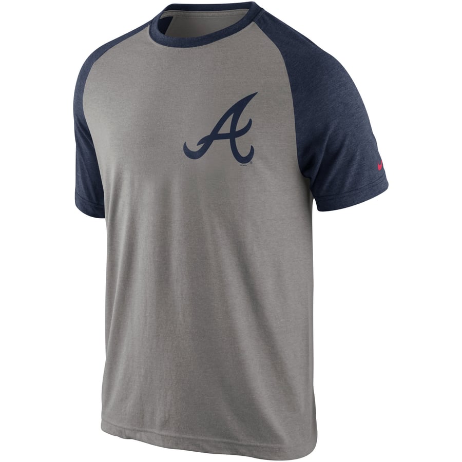 Braves Raglan Men's Atlanta Braves Nike Gray Logo Tri-Blend Raglan T-Shirt