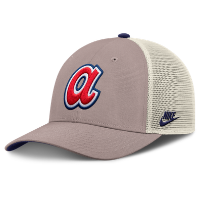 Atlanta Braves Nike Cooperstown Rise Adjustable Trucker Hat - Khaki