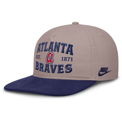 Atlanta Braves Nike Pro A-Frame Adjustable Hat - Light Brown/Royal