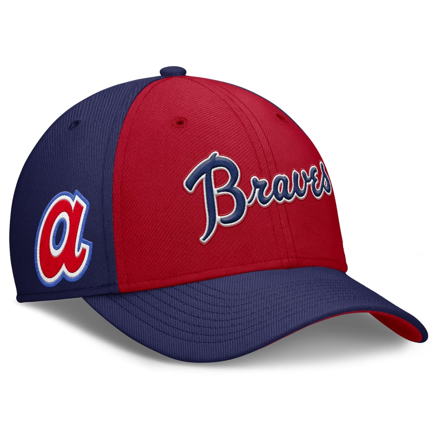 Red Rise Hut Men's Atlanta Braves Nike Navy/Red Rise Swoosh Performance Flex Hat