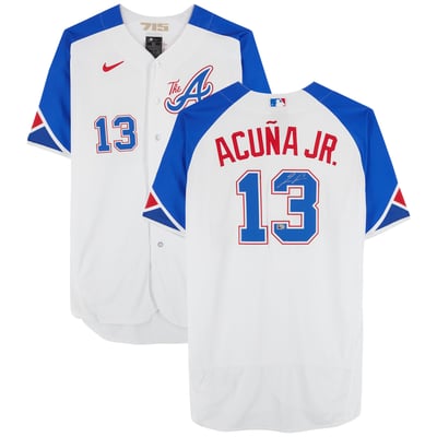 Ronald Acuna Atlanta Braves Autographed Fanatics Authentic Nike City Connect Authentic Jersey 