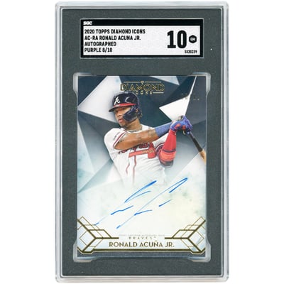 Ronald Acuna Jr. Atlanta Braves Autographed 2020 Topps Diamond Icons Purple #AC-RA #8/10 SGC Authenticated 10 Card