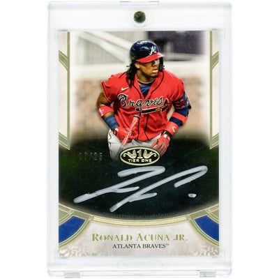 Ronald Acuna Jr. Atlanta Braves Autographed 2021 Topps Tier One Prime Performers Silver Ink #PPA-RA #3/25 Card