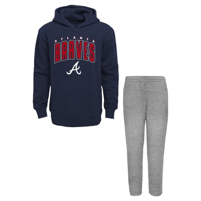 Atlanta Braves Outerstuff Toddler Step By Step Hoodie & Pants Set - Navy/Gray