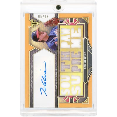 Tom Glavine Atlanta Braves Autographed 2022 Topps Triple Threads Amber Game Used Triple Dual-Color Jersey Relics #TTAR-TG2 #5/18 Card