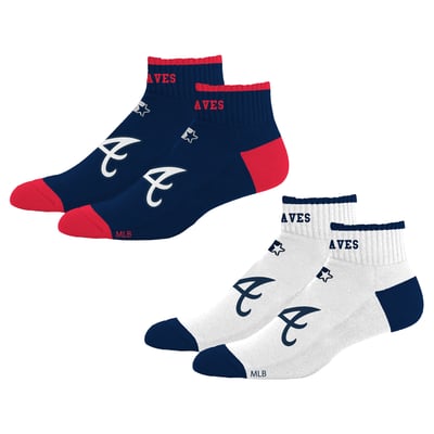  Atlanta Braves Starter Unisex Two-Pack Front & Center Quarter Length Socks