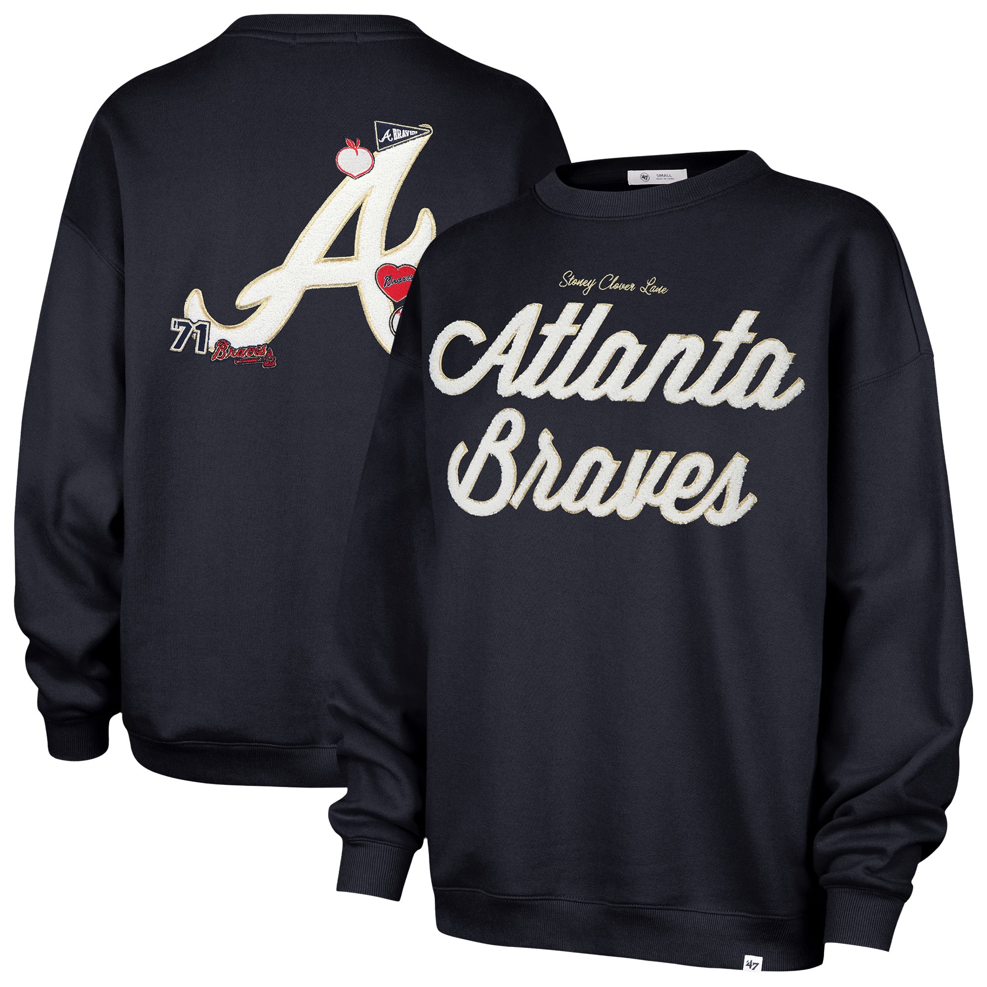 Women's Atlanta Braves '47 x Stoney Clover Lane Navy Oversized Sweatshirt