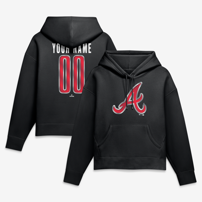 Atlanta Braves Women's Forged Mascot Personalized Name & Number Hoodie - Black