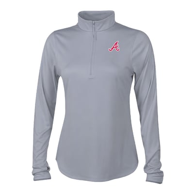 Atlanta Braves Columbia Women's Fairway Breeze Quarter-Zip Pullover - Gray