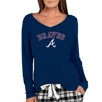 Atlanta Braves Concepts Sport Women's Marathon Knit Long Sleeve V-Neck T-Shirt - Navy