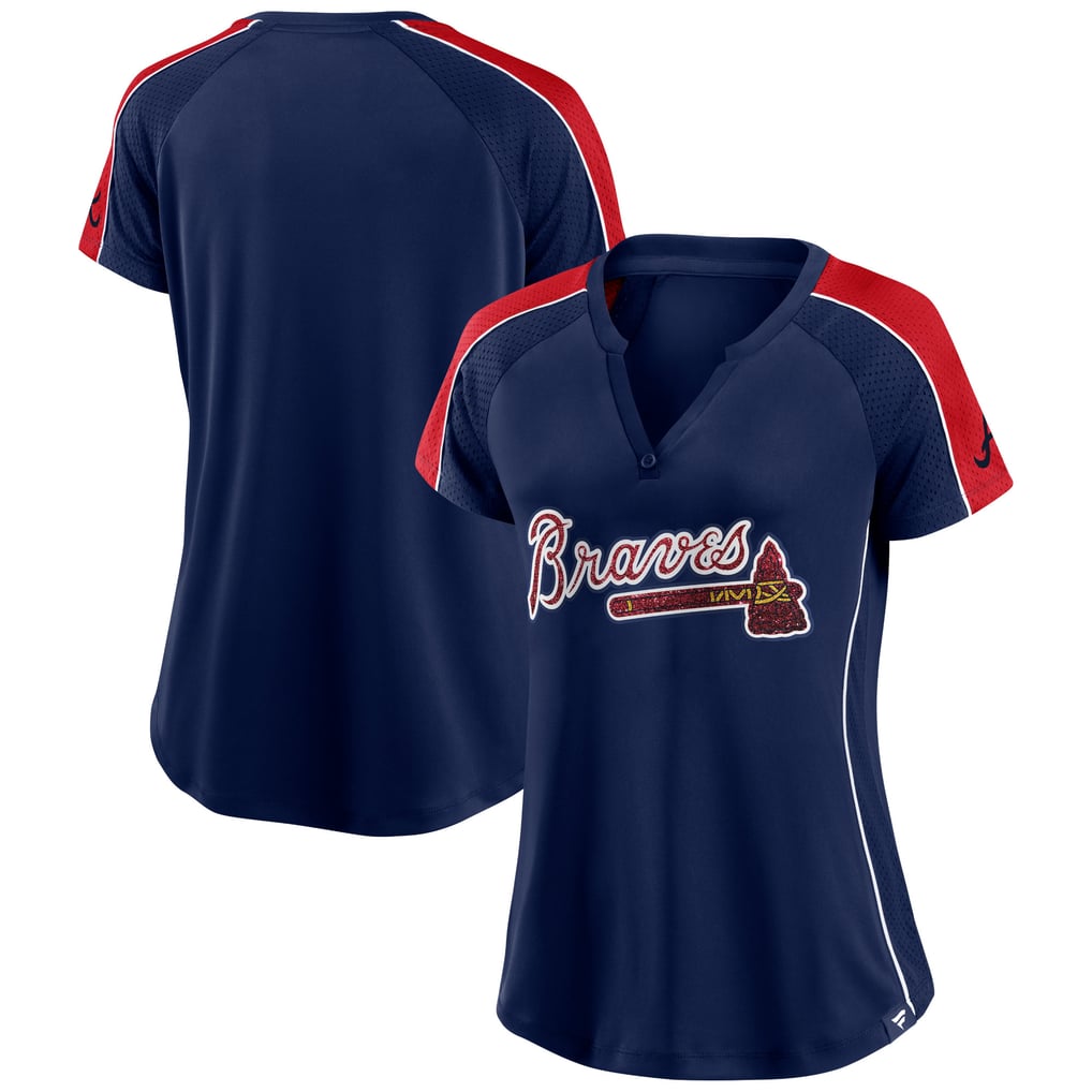 Braves Raglan Women's Atlanta Braves Fanatics Navy Lineup League Diva Raglan Notch ...