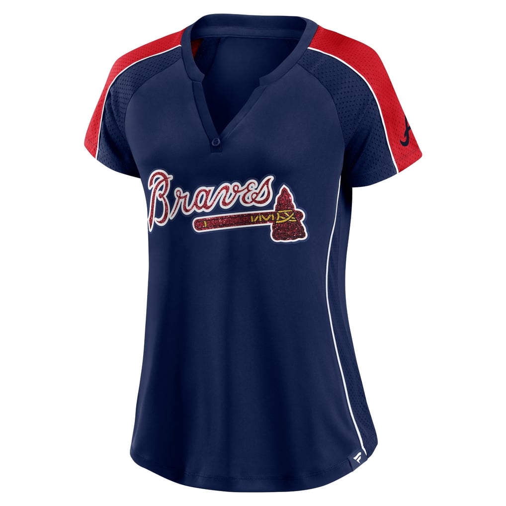 Braves Raglan Women's Atlanta Braves Fanatics Navy Lineup League Diva Raglan Notch ...