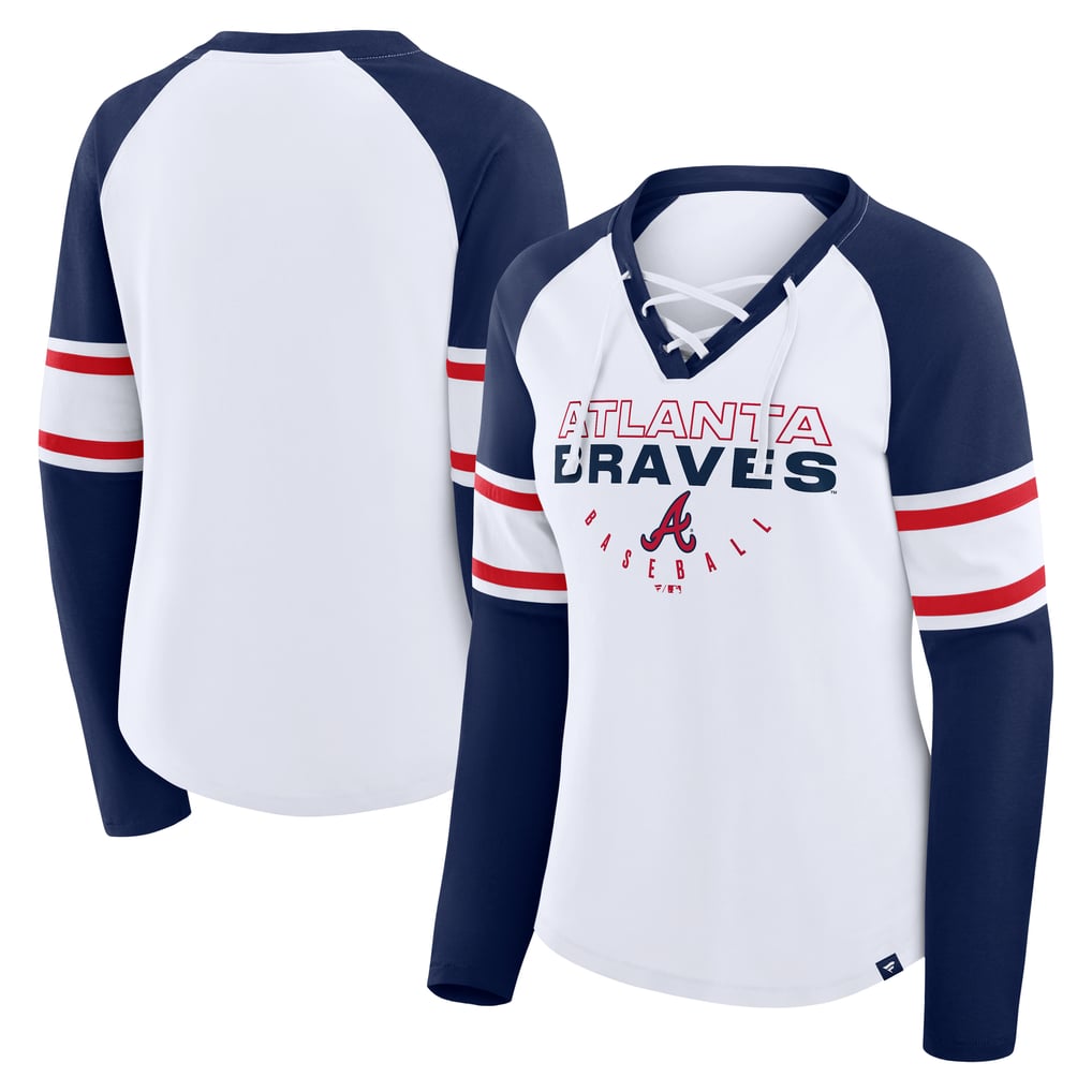 Braves Raglan Women's Atlanta Braves Fanatics White/Navy Blitz Package Raglan Lace-Up ...
