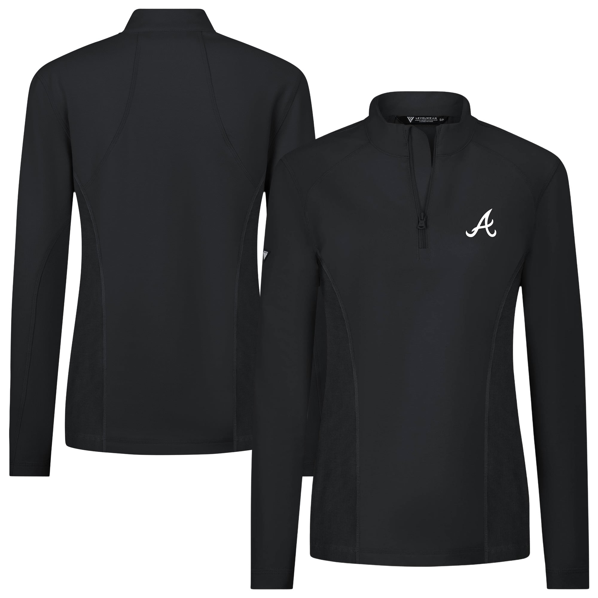 Women's Atlanta Braves Levelwear Black Upright Insignia 2.0 Quarter-Zip ...