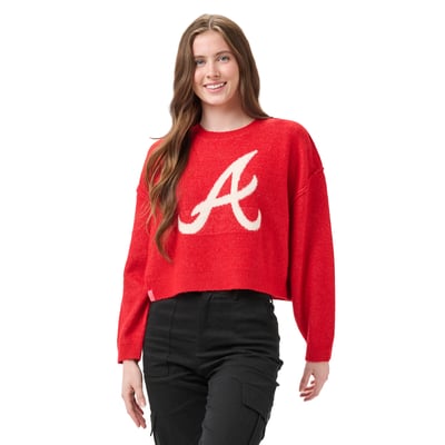 Atlanta Braves Lusso Women's Shelli Boxy Sweater - Red/Cream