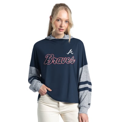  Atlanta Braves Starter Women's Fuel Up Lightweight Hoodie - Navy