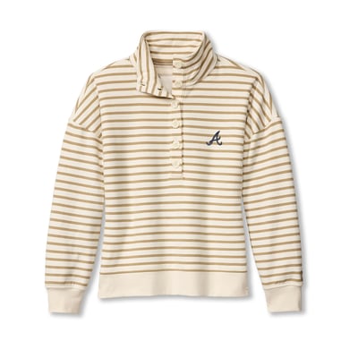  Atlanta Braves Tommy Bahama Women's Marina Del Mar Stripe Mock Neck Sweatshirt - White