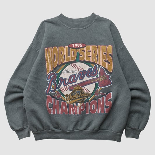 World Series Hanes 1995 Pullover Sweatshirt - Dark Heather Gray - M by Fanatics Real Vintage
