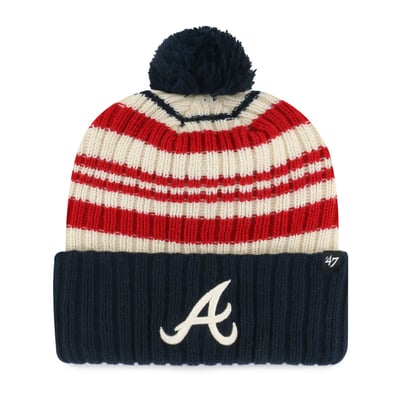 Atlanta Braves '47 Youth Snow Fort Cuffed Knit Hat with Pom - Navy