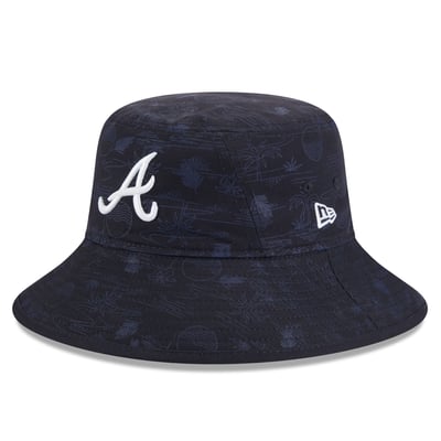  Atlanta Braves New Era Youth 2025 Spring Training All Over Print Bucket Hat - Navy
