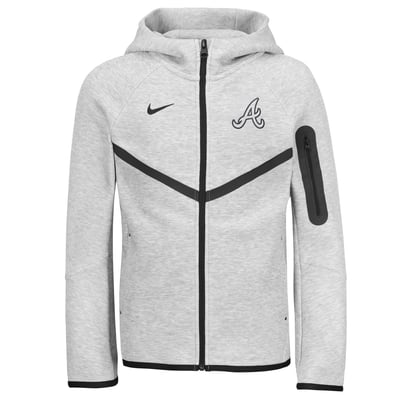  Atlanta Braves Nike Youth Tech Fleece Raglan Full-Zip Windrunner Hoodie - Heather Gray