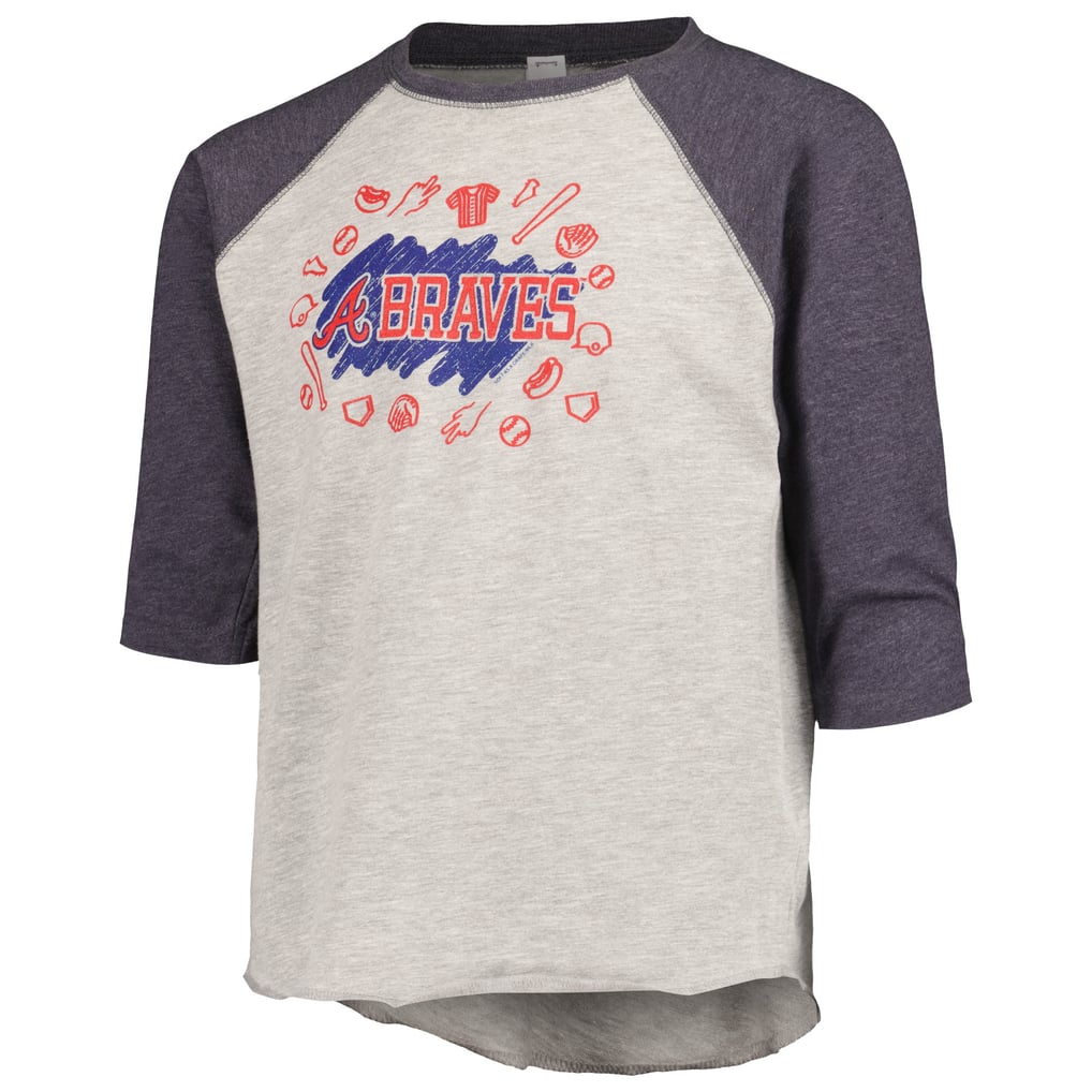 Youth Atlanta Braves Soft as a Grape Heather Gray Raglan 3/4 Sleeve T-Shirt