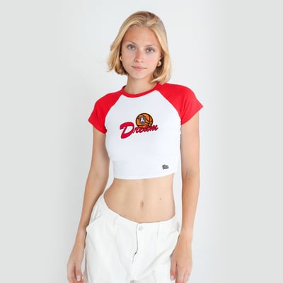 Atlanta Dream Hype and Vice Women's Home Run Cropped Raglan T-Shirt - White/Red