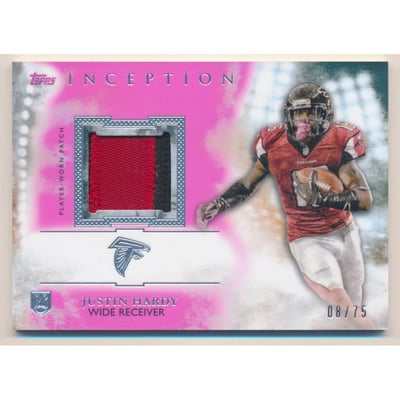 2015 Topps Inception Rookie Relics Patch Magenta #RPJHA Justin Hardy