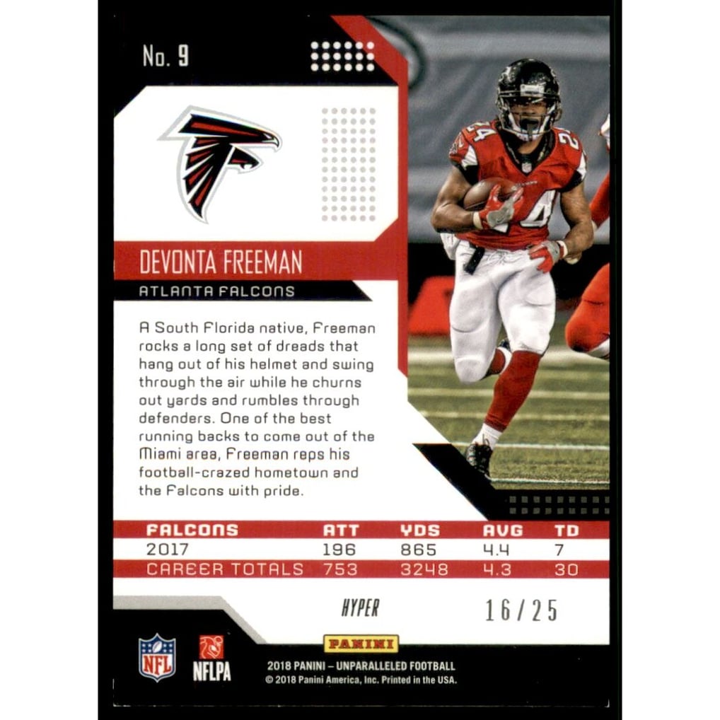 2018 Panini Unparalleled Hyper #9 Devonta Freeman