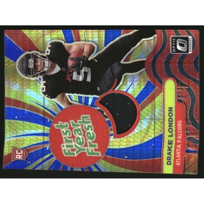2022 Donruss Optic First Year Fresh Jerseys Blue Hyper #7 Drake London