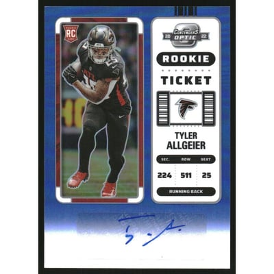 2022 Panini Contenders Optic Blue #203 Tyler Allgeier AU/75