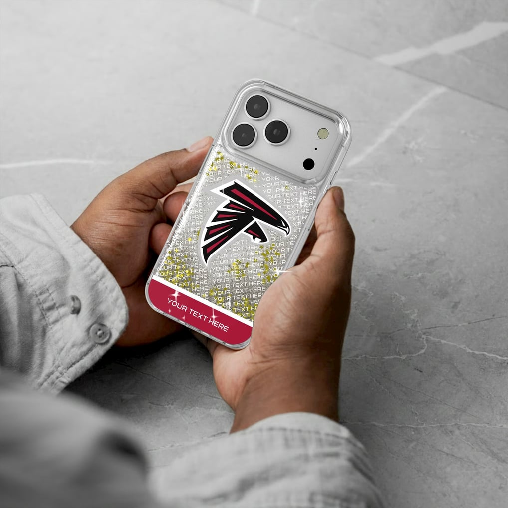 Atlanta Falcons Personalized Endzone Plus Design iPhone Glitter Phone Case