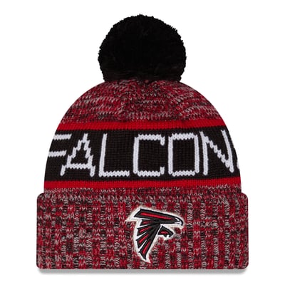 Atlanta Falcons New Era Girls Youth Tri-Color Cuffed Knit Hat with Pom - Red