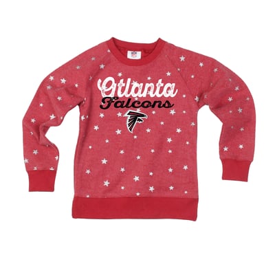  Atlanta Falcons Wes & Willy Girls Youth Shimmer Star Sweatshirt - Red