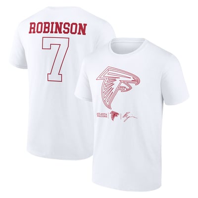 Bijan Robinson Atlanta Falcons Outline Name & Number Player T-Shirt - White
