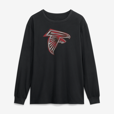 Atlanta Falcons  Metallic Mascot Long Sleeve T-Shirt - Black