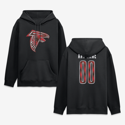 Atlanta Falcons  Metallic Mascot Personalized Name & Number Hoodie - Black